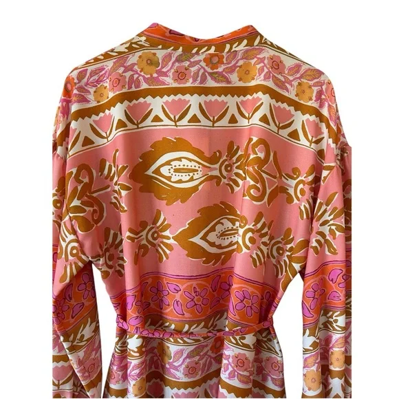 ALEX MARIE Wren Pink Orange Floral Long Sleeve Boho Dress Sz 18 NWT Retro Print - Picture 7 of 13